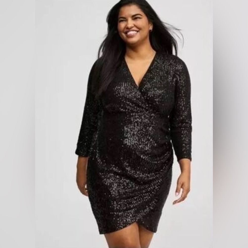 Torrid NWOT Sequin Mesh Surplice Mini Dress-Size 2
